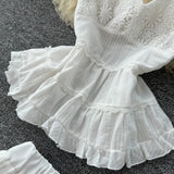 Holiday Set Women In Summer Pure Want To Close Waist Hanging Neck Lace Splicing Sling Vest Fairy Chiffon Half-Body
