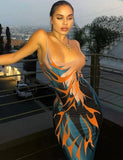 Sexy Printed Straps Slim Bodycon