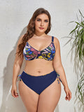 Size Printed V-Neck Drawstring Bikini