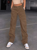 Pocket Detail Straight Cargo Jeans-Outfit