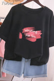 100% Cotton L-6XL T Shirt Letter Print Tshirt Short Sleeve Women's Top Summer Casual Couple O Neck Oversized T