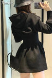 Korean Dresses Women Black Hooded Fashion Robe Femme Thicked Tunic A-line Dress 2023 Vestidos De Mujer Y2k Clothes