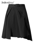 Spring Pleated Mini Skirt For Women High Waist Sashes Casual Black Skirts Female Fashion New Clothing 2022