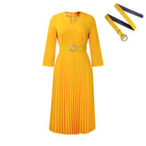 Women's Clothing 2025 Autumn New V-Neck Fashion Temperament Elegant Folding Skirt