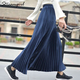 Pleated Skirt Long For Women Spring Long Skirts For Women Elegant White Retro Skirt Vintage High Waisted Skirts