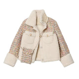 Winter Warm Lamb Wool Coat Women Turn-down Collar Fashion Casual Patchwork Ladies Pocket Short Teddy Jacket Outwear