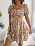 Sweetheart Neck Flounce Sleeve Mini