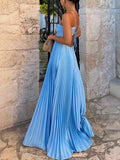 Women's Dress Sweet Sexy Slings With Chest Pressure Folds Big Pendulum Dress Solid Color Woman