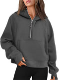 Autumn And Winter New Fashion Leisure Sports Half Zipper Hooded Short Plus Velvet