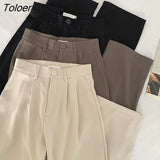 Casual Wide Leg Pants Women Straight High Waist Pants Female Loose Trousers Office Lady Suit Pants Pantalon Femme