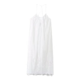 Summer New Women's Hollow Embroidery Fan Flute Dress Loose Leisure Bareback Sling