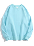 Cotton Pullover Sweatshirts Oversize Women O Neck Loose Long Sleeve Top Solid Oversized Green Sweatshirt For Women