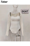 2023 new Autumn and Fit fashion women clothes cashmere sqaure collar full sleeves elastic high waist sexy pullover