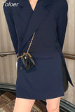 Women Fashion Blazer Waist Notched Collar Loose Long Sleeve Single Breasted Waist Suit Jackets Summer 2023 New