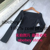 knitting fashion women clothes sqaure collar flare sleeves knits pullover slim elastic fits normal size sping
