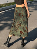 midi skirt with floral pattern and