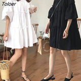 Women A-line Loose Casual Mini Solid Simple Pregnant Lady Korean Style Trendy Student Girls Vestido Chic Summer