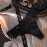 Empty Trousers V Flash Diamond Buckle Lace Side Trousers Without Trace Ice Splicing Lace Lady