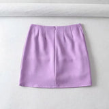 Women Mini Bodycon purple Skirt Summer Women Fashion Mini Skirt With Front