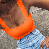 Square Collar White Black Summer Casual Women Crop Tops Short Vest Club Outfits Strap Off Shoulder Tank Tops Camis