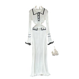 French Elegant Little Fragrant Knitted Dress Dress Women Fashion Collar Long Sleeve Slim
