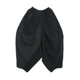 2023 New Spring Autumn High Elastic Waist Black Striped Big Pocket Wide Leg Loose Pants Women Trousers Fashion Tide