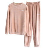 Pajamas Set Winter Warm Flannel Pajamas Homewear Thick Female Sleepwear Plush Pyjamas Suit Sweatshirt Hoodies Solid