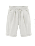 Summer Cotton Shorts Women Elasticity Waist Harajuku Lace Up Green Women's Oversize 8XL Knee Length Pants Trousers