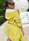 Casual Print Long Jacket and Matching Shorts Set 703-1-Outfit
