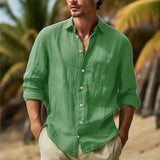 Men's Linen Shirt Button Shirt Summer Beach Shirt Pure