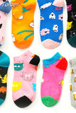 Spring New Women Cotton Socks Novelty 2023 Summer Cute Cartoon Cat Sheep Animal Ankle Socks Korean Short Casual