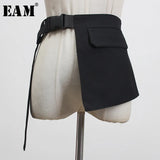 Black Split Joint Buckle Irregular Long Wide Belt Personality Women New Fashion Tide All-match Spring 2022