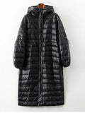 2022 Winter Oversized Long 90% White Duck Down Coat Women Thick Loose Outerwear Warm Down Jacket Hooded Feather