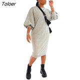 T-shirt Dress Long Lantern Sleeve Casual 2023 Autumn Winter Party Club Wear Dresses High Street Fashion Vestidos