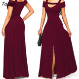Women's Dresses Casual Long Maxi Evening Party Beach Long Dress Solid Wine Red Black Square Collar Summer