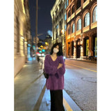 And Winter Fashion Loose Lazy Sweater Comfortable Imitation Sable Coat Female Purple French Gentle Wind Korean
