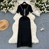 Feel Dress Women 2025 New Design Color Short-Sleeved Polo Collar Knitted Ass