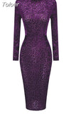New Sexy Women Dress Bodycon Fashion Long Sleeve O Neck Party Evening Autumn Winter