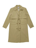 Fashion Women's Windbreaker Lapel Double Breasted Lace-up Pockets Solid Color Long Lady Trench Coat Autumn 2023 New