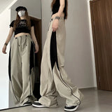 Contrasting Straight Leg Sweatpants-Outfit
