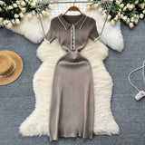 Feel Dress Women 2025 New Design Color Short-Sleeved Polo Collar Knitted Ass