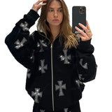 Women's Jacket Spring 2023 Men's clothing Y2k Oversize Hoodies Rhinestones Hooded Hoodie Wlothes Harajuku Anime Fleece