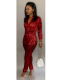 Winter Sequined Zip Up Long Sleeve Formal