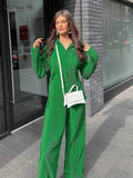 Pleated Fashion 2 Piece Women Wide Leg Trouses Suits And Drap Shirt Ladies Outfits 2yk Straight Long Pants Sets
