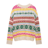 Colorful Jacquard Knitted Sweater-Outfit