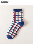 1pair Cute Cartoon Women's Cotton Socks Kawaii Rabbit Sheep Giraffe Pattern Socks Funny Happy Harajuku Female