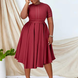 African Large-Size Women's 2025 Summer New Elegant Dress A-Sleeved
