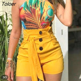 Womens Ladies High Waist Casual Solid Beach Belt Hot Skinny Shorts Black Red White Yellow 2019