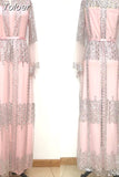 Dress Women Sexy Mesh Africa Clothing 2pecs Bronzing Large Swing Banquet Party Dance Prom Club Flare Sleeve Summer