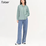 Women Shirts 2022 Autumn Long Sleeve Pleated Drawstring Stand Collar Loose Blouse Green Chic Casual Streetwear